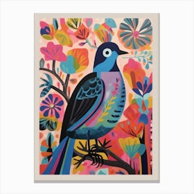Colourful Scandi Bird Pigeon 2 Canvas Print