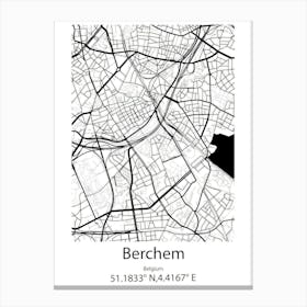 Berchem,Belgium Minimalist Map Canvas Print