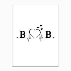 Personalized Couple Name Initial B And B Monogram Canvas Print