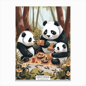 Giant Panda Family Picnicking In The Woods Poster 3 Canvas Print