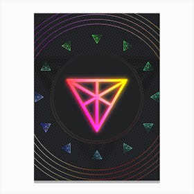Neon Geometric Glyph in Pink and Yellow Circle Array on Black n.0127 Canvas Print
