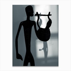 Figure Statue Ancient Etruscan Sculture Monochrome Black And White Silhouette Photo Photography Vertical Living Room Bedroom Office Canvas Print