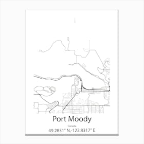 Port Moody,Canada Minimalist Map Canvas Print