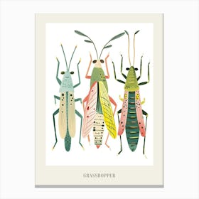 Colourful Insect Illustration Grasshopper 1 Poster Canvas Print