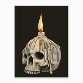 Gothic Skull Candle - Vintage Decor Canvas Print