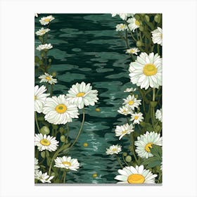 Daisies By The Water Canvas Print