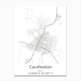 Cacahoatan,Mexico Minimalist Map Canvas Print