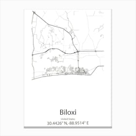 Biloxi,United States Minimalist Map Canvas Print