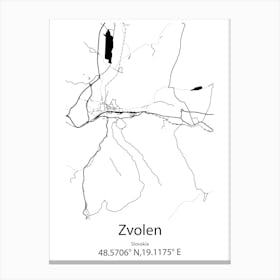 Zvolen,Slovakia Minimalist Map Canvas Print