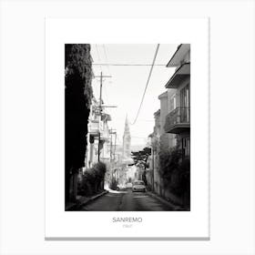 Poster Of Sanremo, Italy, Black And White Photo 1 Canvas Print