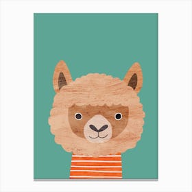 Alpaca Teal Canvas Print