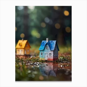 Miniature Houses In The Rain Canvas Print