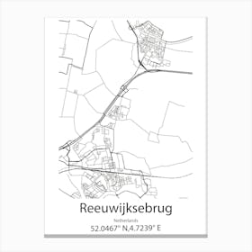 Reeuwijksebrug,Netherlands Minimalist Map Canvas Print