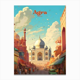 Agra Taj Mahal Modern Travel Art Canvas Print