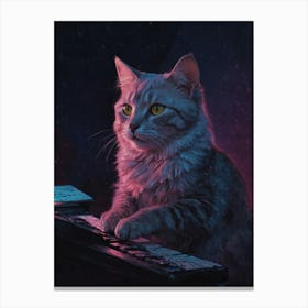 Cat Playing Keyboard Canvas Print