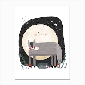 Wolf And The Moon Canvas Print