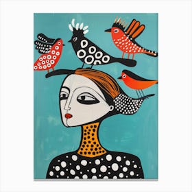 Birds On The Head Canvas Print