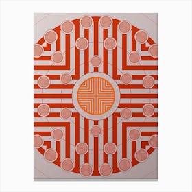 Geometric Abstract Glyph Circle Array in Tomato Red n.0244 Canvas Print