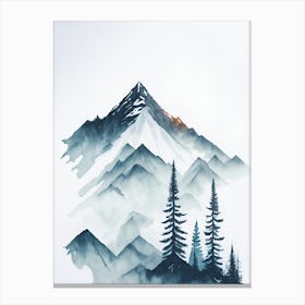 Mountain And Forest In Minimalist Watercolor Vertical Composition 258 Canvas Print