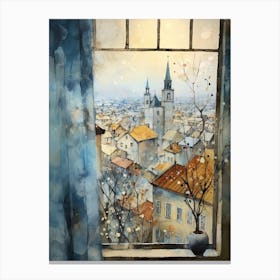 Winter Cityscape Prague Czech Republic 5 Canvas Print