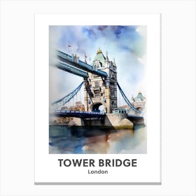 Tower Bridge, London 3 Watercolour Travel Poster Canvas Print