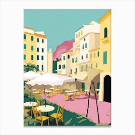 Amalfi, Italy, Flat Pastels Tones Illustration 7 Canvas Print