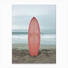 Pink Surfboard On The Beach Canvas Print