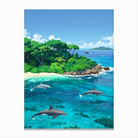 Dolphins In The Sea 1 Canvas Print