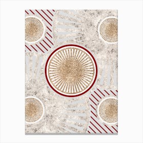 Geometric Abstract Glyph in Festive Gold Silver and Red n.0085 Canvas Print