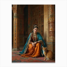 Woman With A Cat Canvas Print