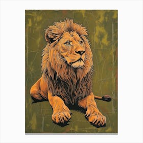 Barbary Lion Relief Illustration Male 6 Canvas Print