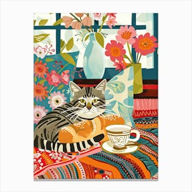 Tea Time With A American Shorthair 2 Canvas Print