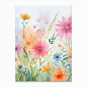 Watercolor Flower Garden 1 Canvas Print