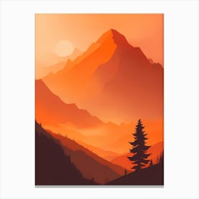 Misty Mountains Vertical Composition In Orange Tone 176 Canvas Print