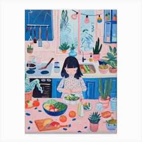 Girl Making A Salad Lo Fi Kawaii Illustration 2 Canvas Print