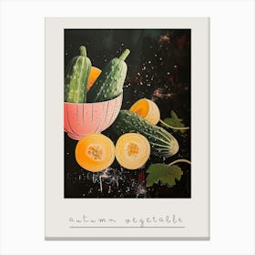 Courguette & Vegetables In A Bowl Art Deco Style Poster Canvas Print