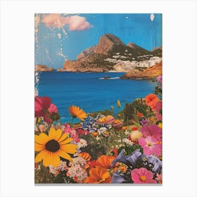 Ibiza   Floral Retro Collage Style 1 Canvas Print