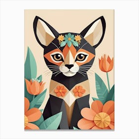 Floral Cute Baby Puma Nursery Illustration (17) Canvas Print