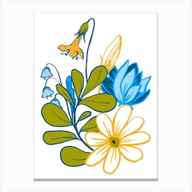 Beautiful Spring Flowers And Butterflies Canvas Print