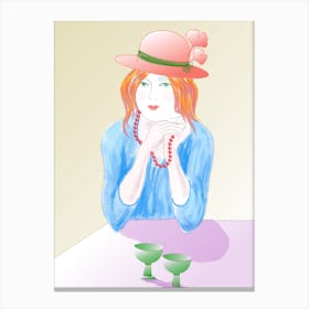 Illustration Of A Woman In A Hat Canvas Print