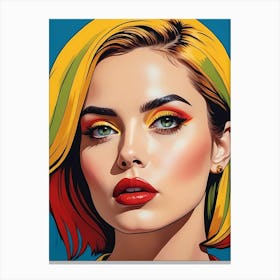 Woman Portrait In The Style Of Pop Art (5) Canvas Print