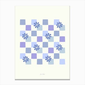 Blue Daisy Checkerboard Canvas Print