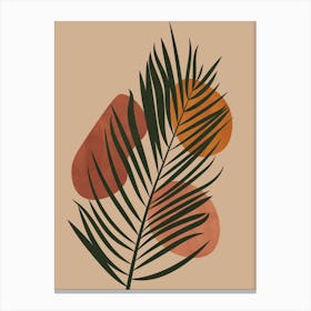 Palm Leaf Boho Earthy Tones Canvas Print