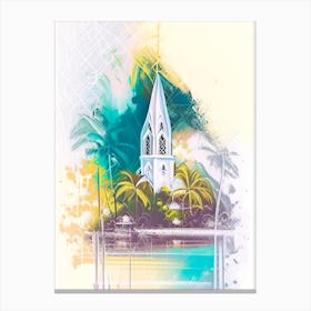 Saint Lucia Watercolour Pastel Tropical Destination Canvas Print
