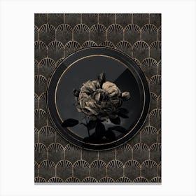 Shadowy Vintage Giant French Rose Botanical in Black and Gold n.0029 Canvas Print