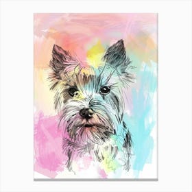 Yorkshire Terrier Dog Pastel Line Painting 4 Canvas Print