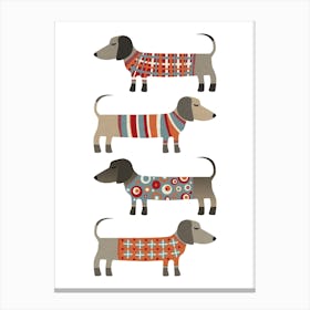 Dachshund Wiener Sausage Dogs in Knitwear Canvas Print