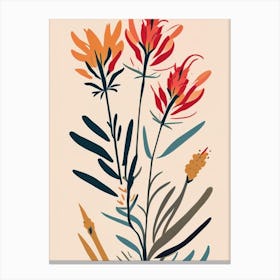Indian Paintbrush Wildflower Modern Muted Colours Canvas Print