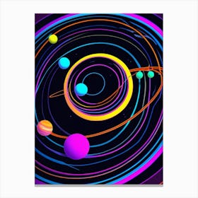 Default Neon Black Light Sgraffito Solar System 3d Illustratio 0 (8) Canvas Print