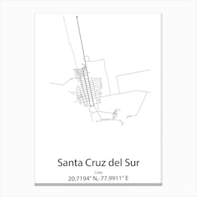 Santa Cruz Del Norte,Cuba Minimalist Map Canvas Print